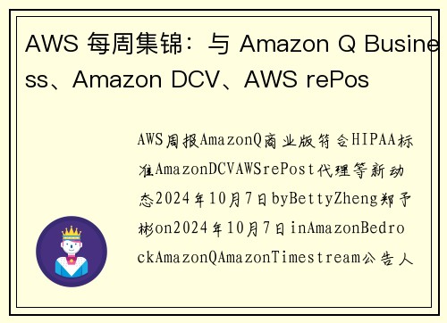 AWS 每周集锦：与 Amazon Q Business、Amazon DCV、AWS rePos